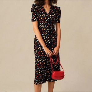 RIHOAS The polka dot button-up midi dress, Size L, NWT